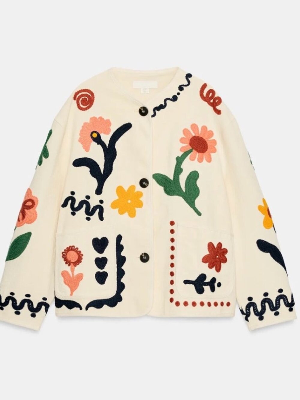 ZARA WOMAN SS26 100% COTTON FLORAL EMBROIDERED CARDIGAN ECRU 3046/106/712 - Picture 2 of 6